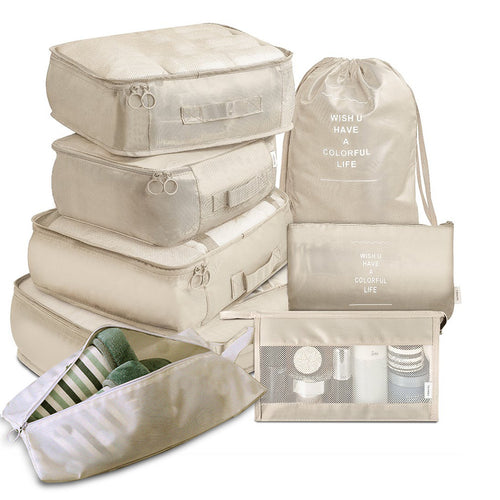 Beige 8-piece packing organizer set