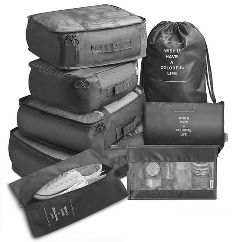 Black 8-piece packing organizer set